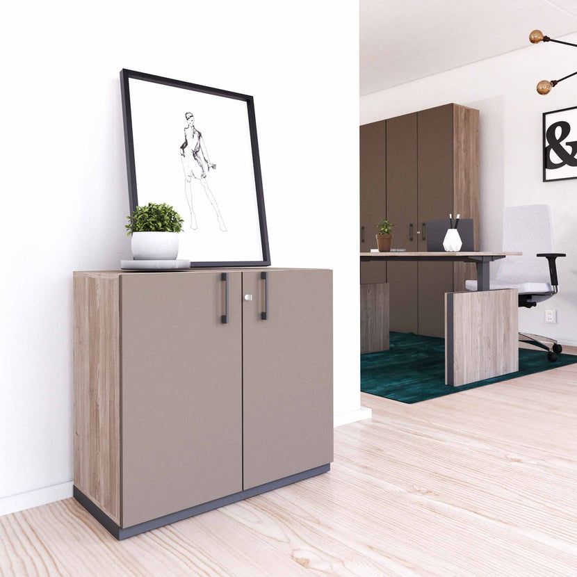 CHOICE Armoire de porte d'aile | 2 oh, 800 x 760 mm, gris de chêne nord / cubanite gris