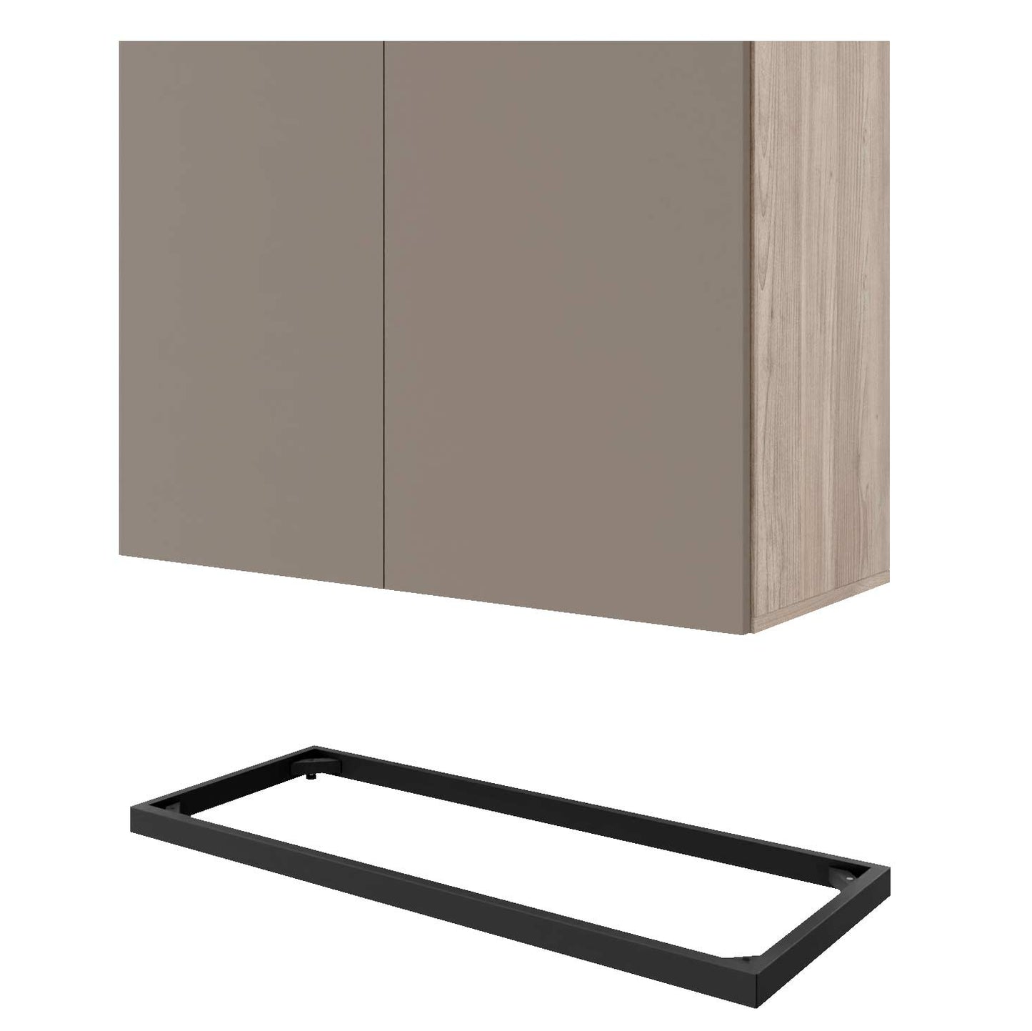 Cabinetto per porte dell'ala scelta | 2 OH, 800 x 760 mm, grigio grigio di quercia nord / cubanite