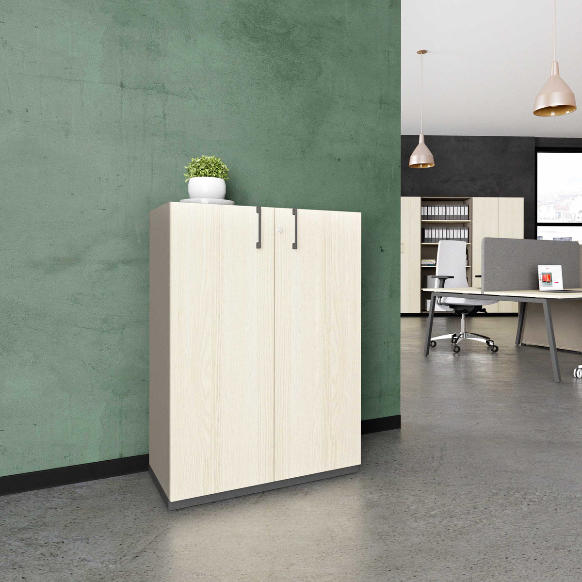 CHOICE Armoire de porte d'aile | 3 oh, 800 x 1115 mm, cendres gris / sable cubanite - 1 Lightbox Main Image