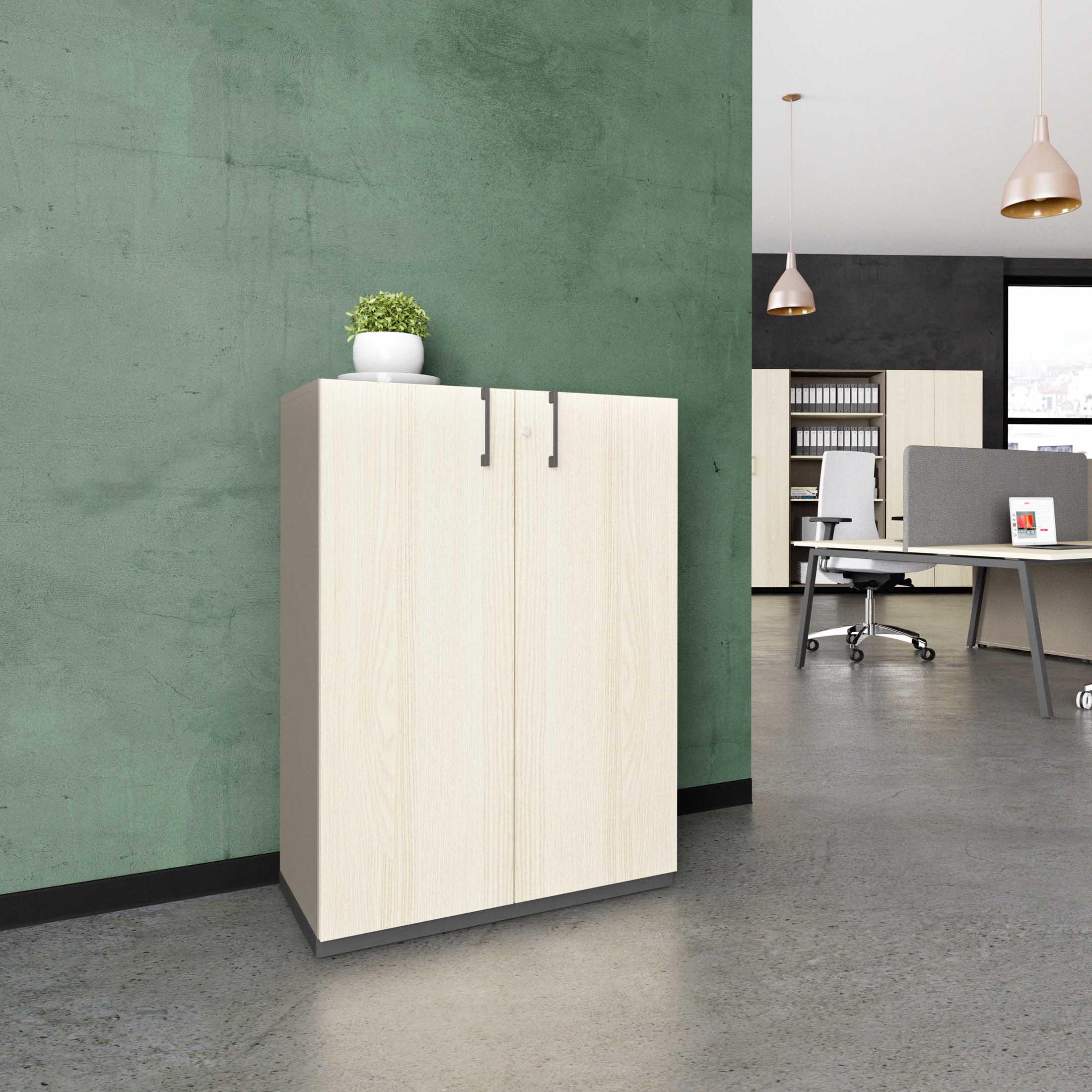 CHOICE Flügeltürenschrank | 3 OH, 800 x 1115 mm, Cubanitgrau / Sandesche
