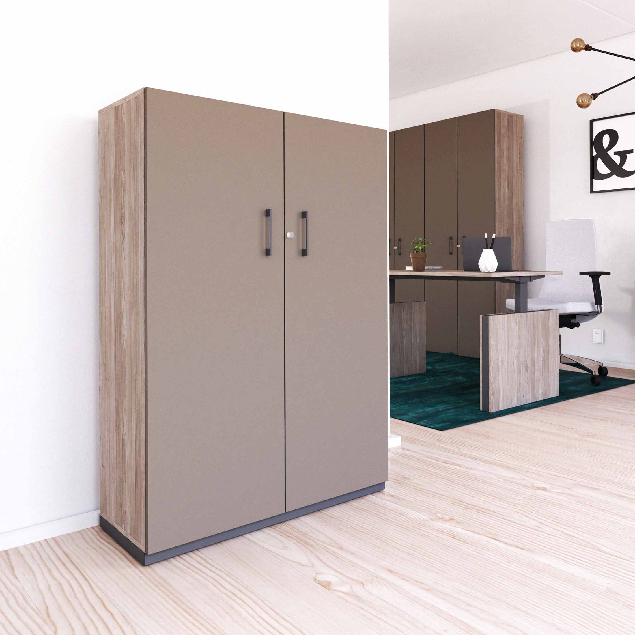 CHOICE Armoire de porte d'aile | 4 oh, 1000 x 1465 mm, gris de chêne nord / cubanite gris
