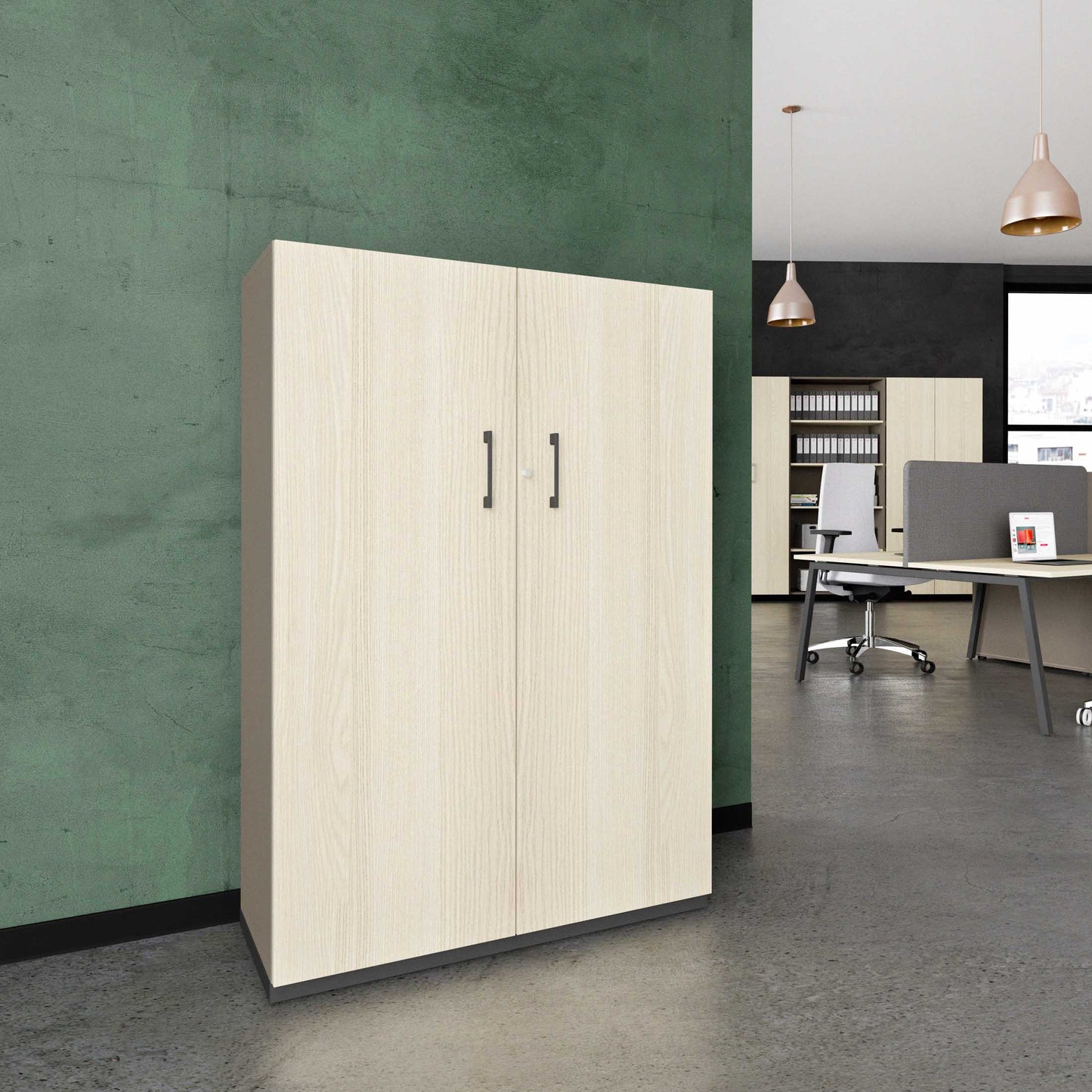 CHOICE hinged door wardrobe | 4 OH, 1000 x 1465 mm, cubanite gray / sand ash