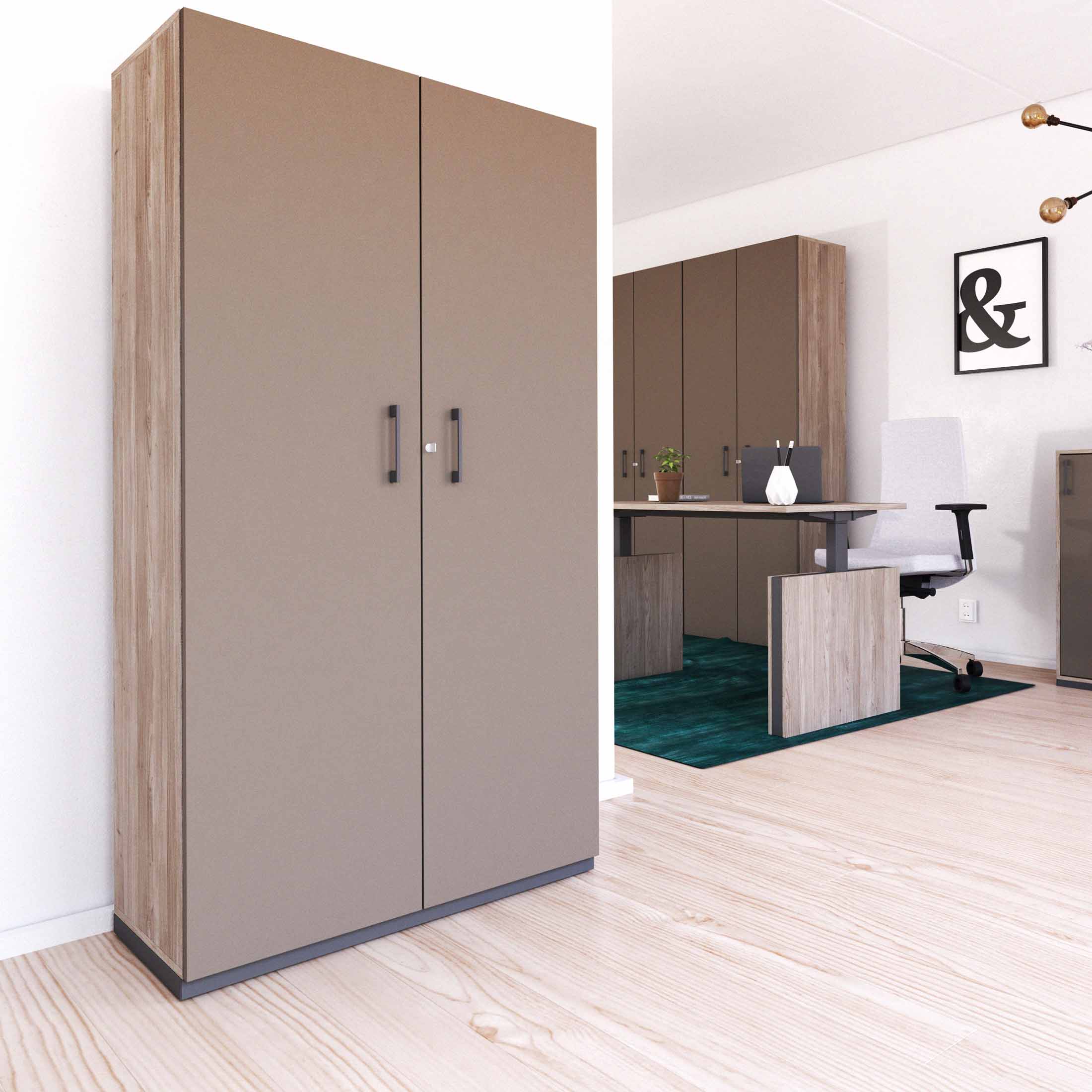 CHOICE Armoire de porte d'aile | 5 oh, 1000 x 1820 mm, gris de chêne nord / gris cubanite