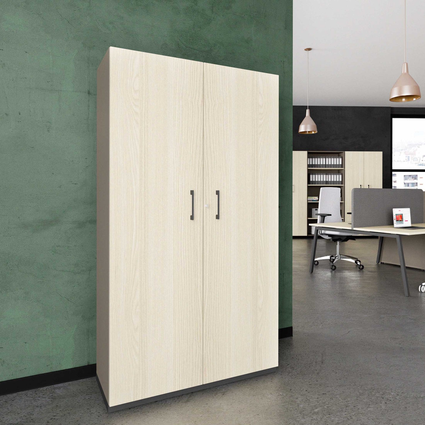 CHOICE hinged door wardrobe | 5 OH, 1000 x 1820 mm, cubanite gray / sand ash