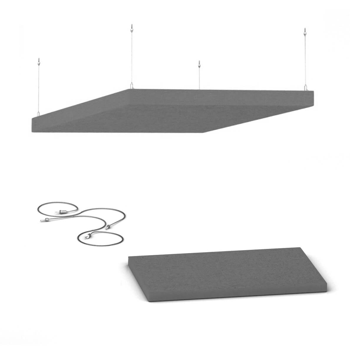 Voile de plafond acoustique MODUS | Système complet horizontal, 800 x 800 mm, housse en laine VELITO