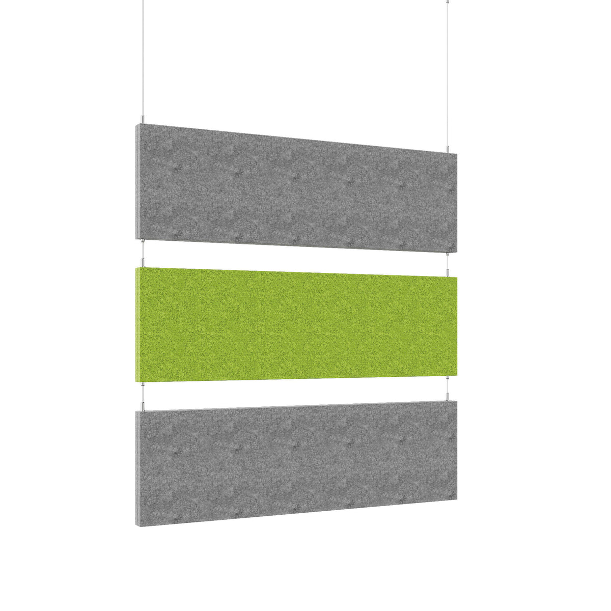 MODUS Acoustic ceiling sail | Vertical, complete system, wool cover VELITO - Green / Grey  - 3 Lightbox Main Image