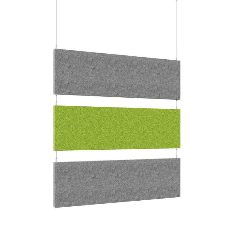 MODUS Acoustic ceiling sail | Vertical, complete system, wool cover VELITO - Green / Grey  - 3 Main Image