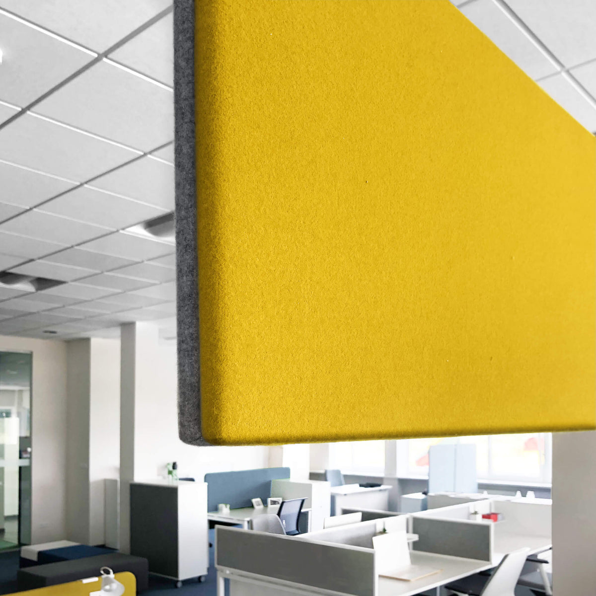 MODUS Acoustic ceiling sail | Vertical, complete system, wool cover VELITO - Green / Grey  - 8 Lightbox Main Image