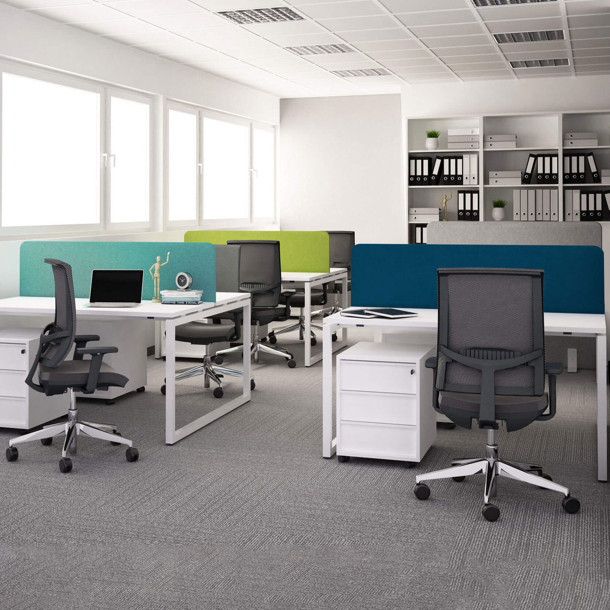 TOP Acoustic desk partition side panel | 595 mm high, upholstery fabrics LUCIA / VELITO / SYNERGY  - 3 Lightbox Main Image