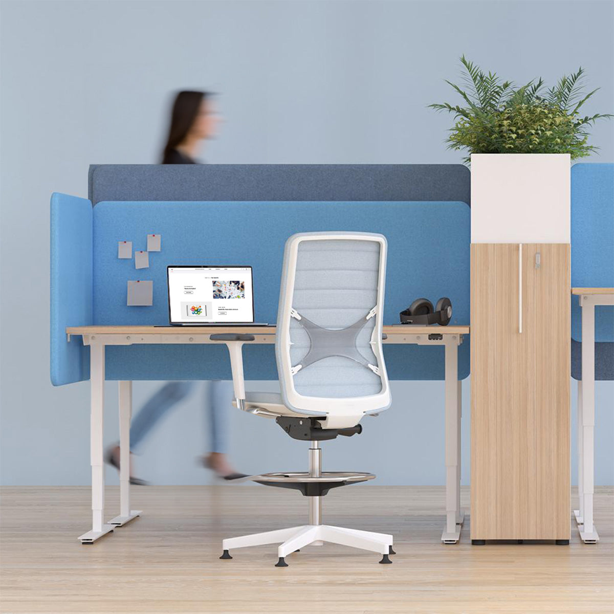 DESK Akustik-Tischtrennwand | 760 mm hoch, Polyesterbezug BERTA