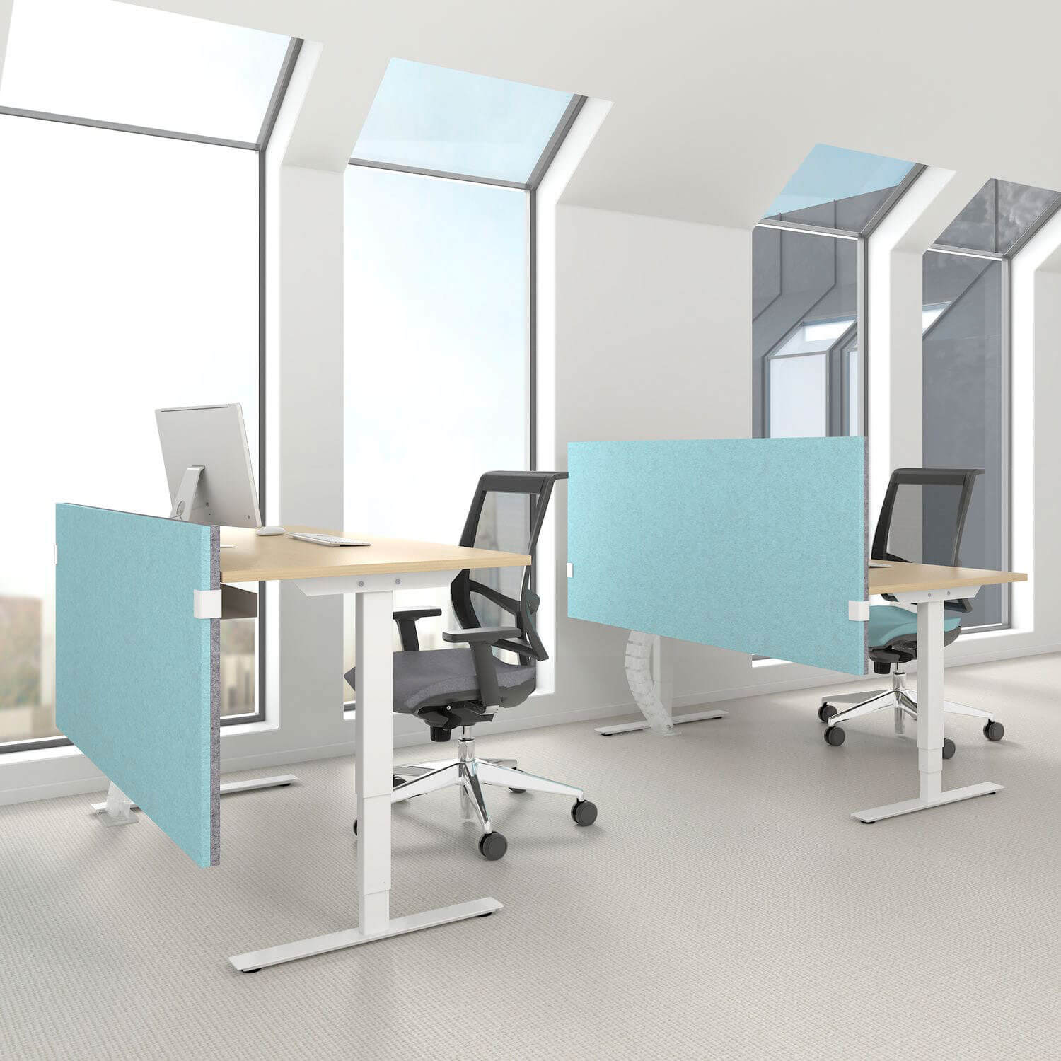 MODUS acoustic table partition | 740 mm high, LUCIA polyester cover