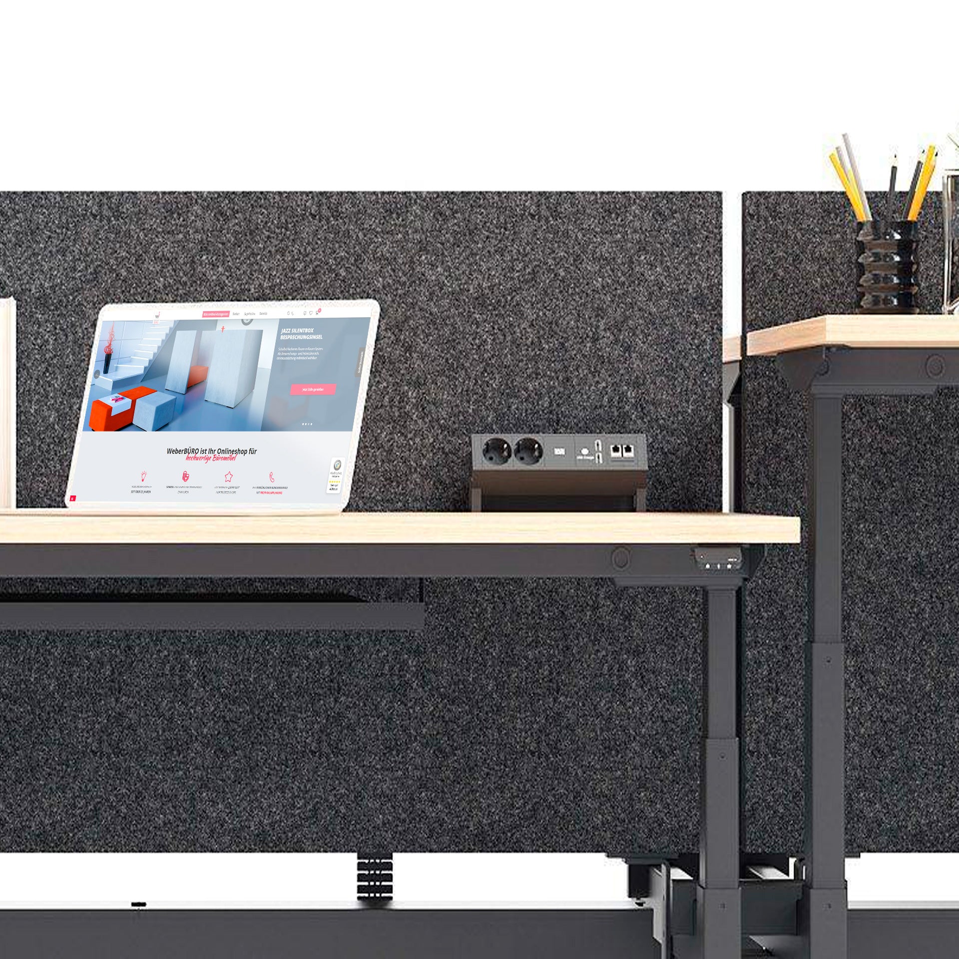 MODUS acoustic table partition | 740 mm high, LUCIA polyester cover