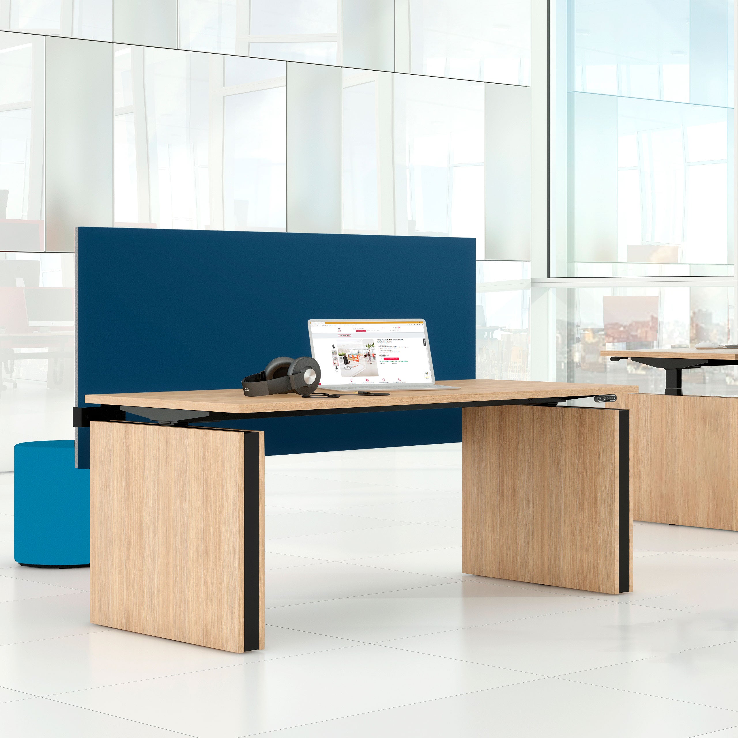 MODUS acoustic table partition | 740 mm high, LUCIA polyester cover