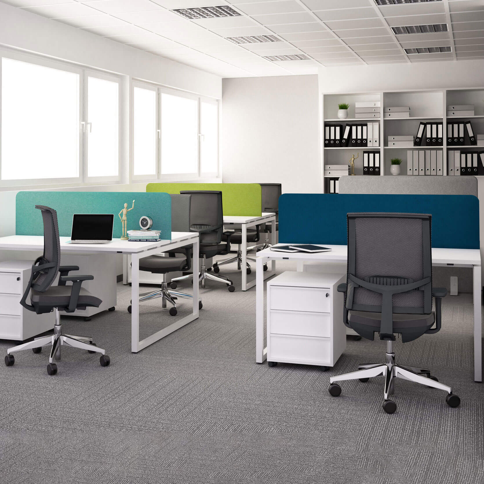 Top acoustic table partition | 595 mm high, polyester cover Lucia