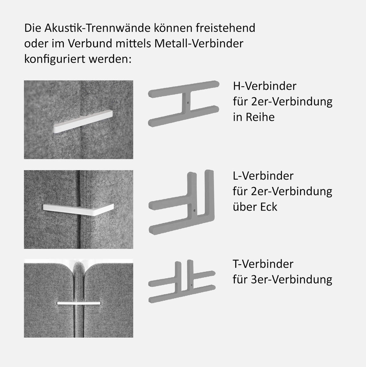 FREE STANDING Trennwandverbinder | T (2er Set) - 3 Lightbox Main Image
