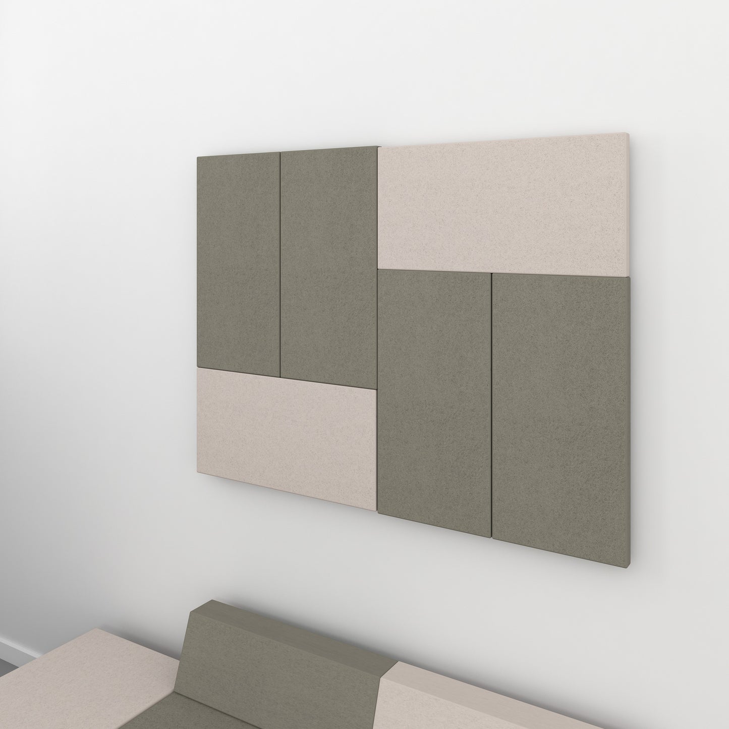 MODUS Acoustic wall panel | Wall cladding, complete system, wool cover Velito - Beige / Braun