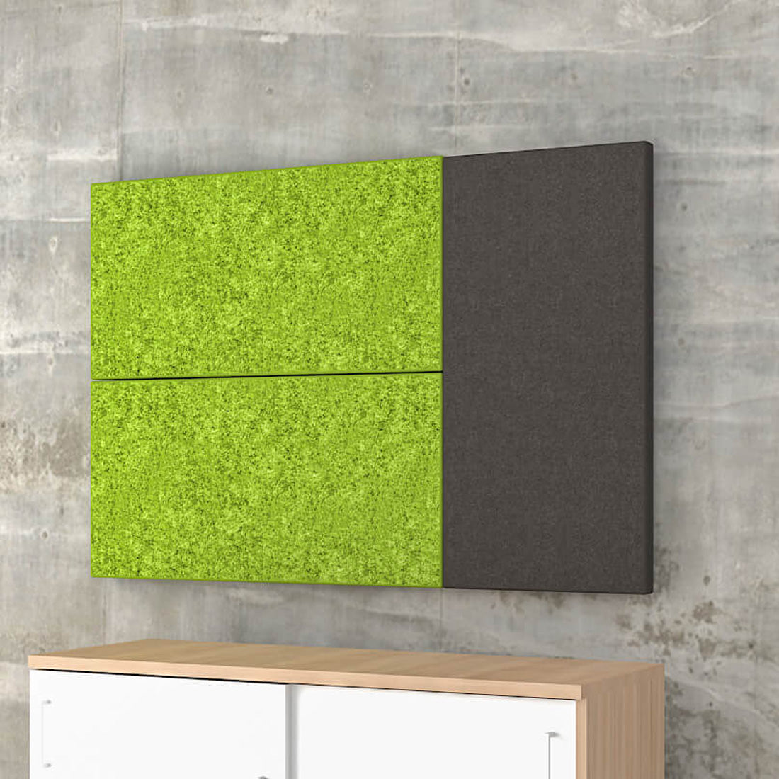 MODUS Panneau mural acoustique | Revêtement mural, système complet, couverture en laine Velito - vert / gris