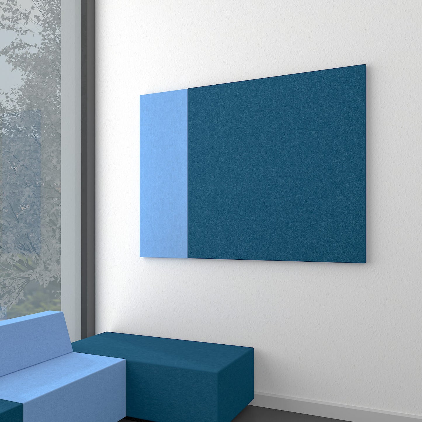 MODUS Acoustic wall panel | Wall cladding, complete system, wool cover Velito - blue