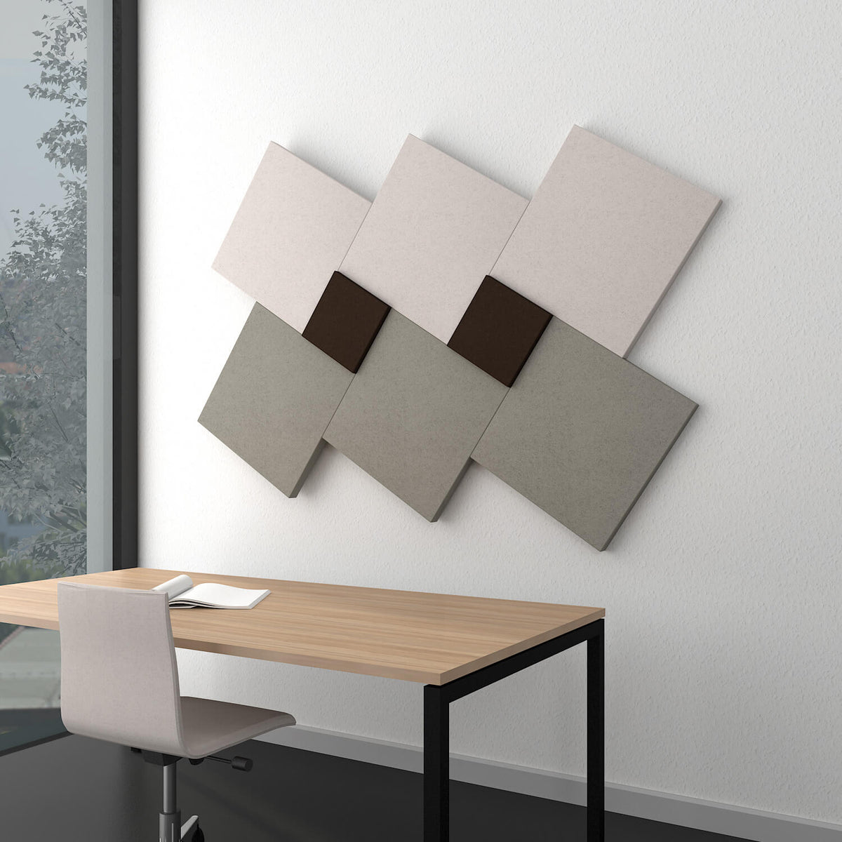 MODUS Acoustic wall panel | wall cladding, complete system, wool cover VELITO - Beige / Brown  - 1 Lightbox Main Image