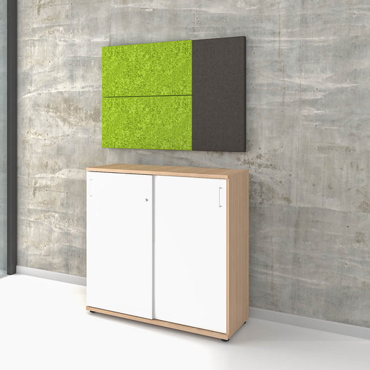 MODUS Pannello a parete acustico | Rivestimento da parete, sistema completo, rivestimento in lana - verde / grigio