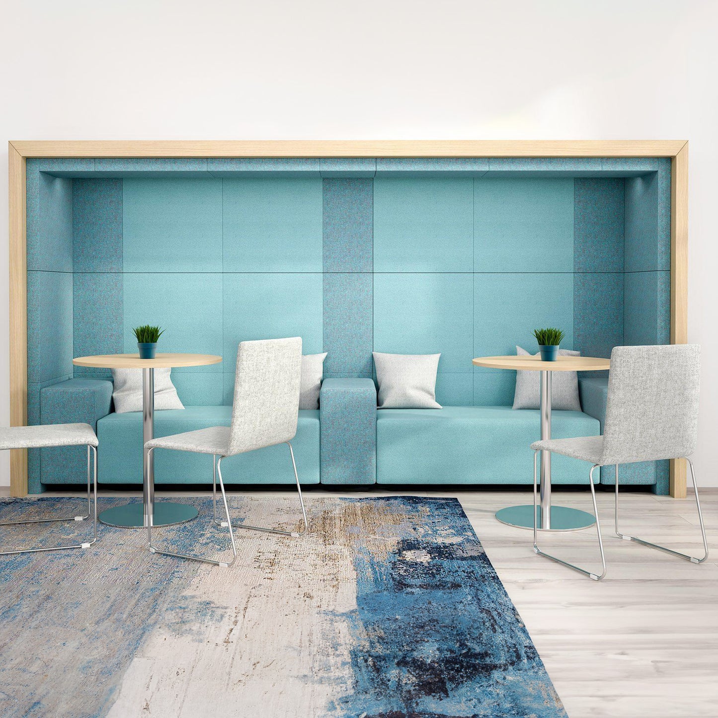 MODUS Acoustic wall panel | Wall cladding, complete system, wool cover Velito - blue