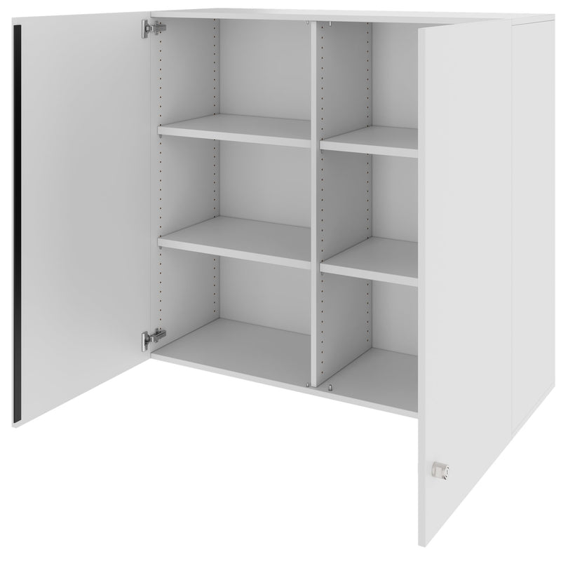 PRO Armoire haute complémentaire | 3 hauteurs de classeur, 800 - 1200 x 1110 mm, fermeture amortie, gris  - 4 Main Image
