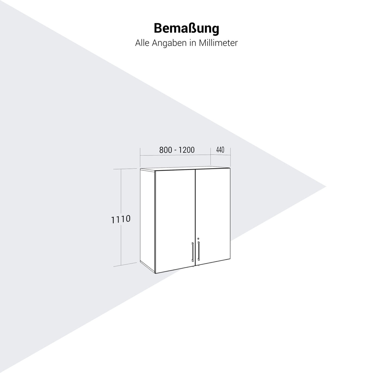 PRO top cabinet | 3 OH, 800 - 1200 x 1110 mm, soft close, natural oak - 14 Lightbox Main Image