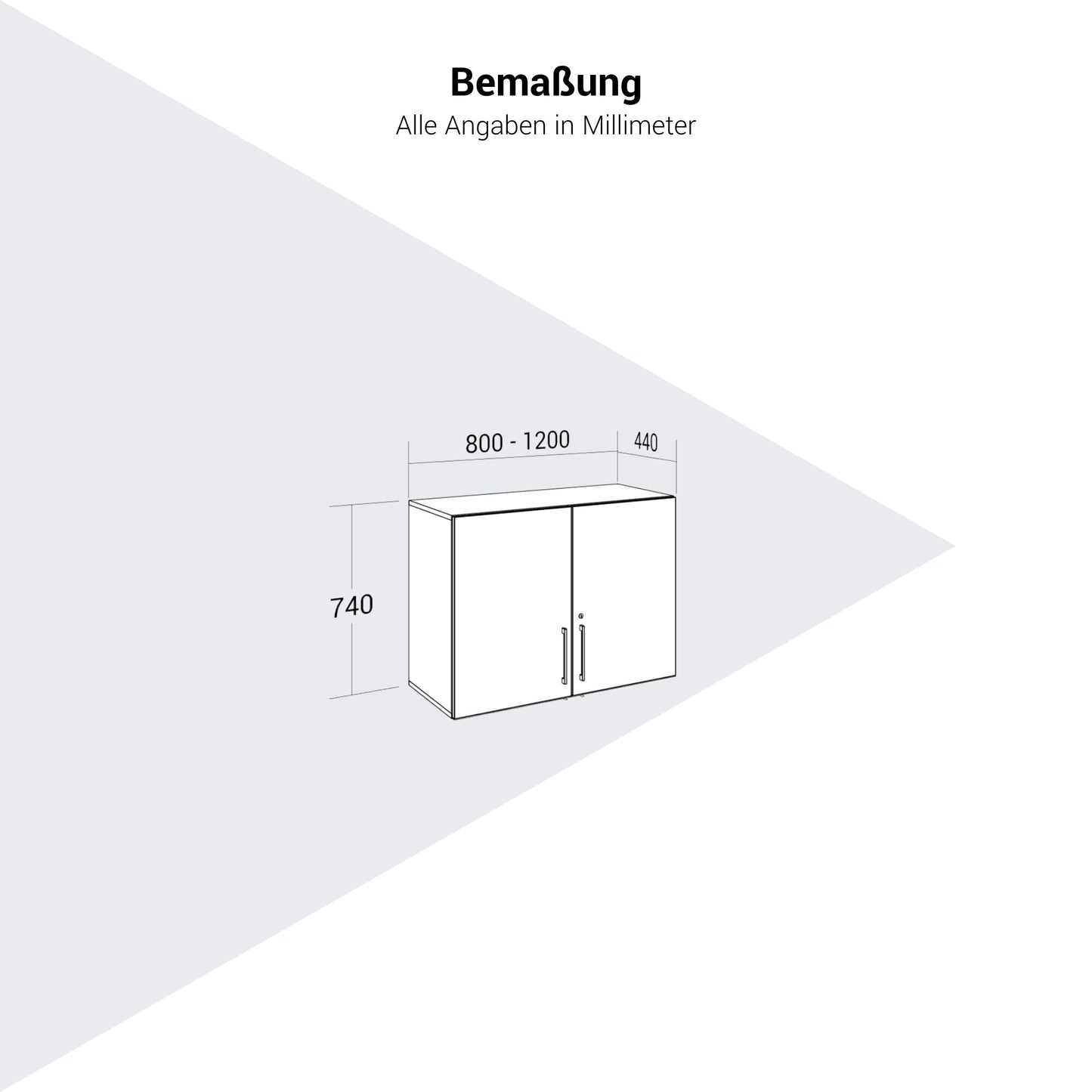 PRO Aufsatzschrank | 2 OH, 800 - 1200 x 740 mm, Soft-Close, Grau