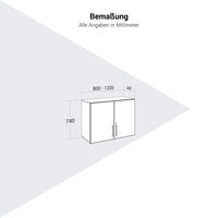 PRO Top Cabinet | 2 OH, 800 - 1200 x 740 mm, morbido -close, grafite / bianco