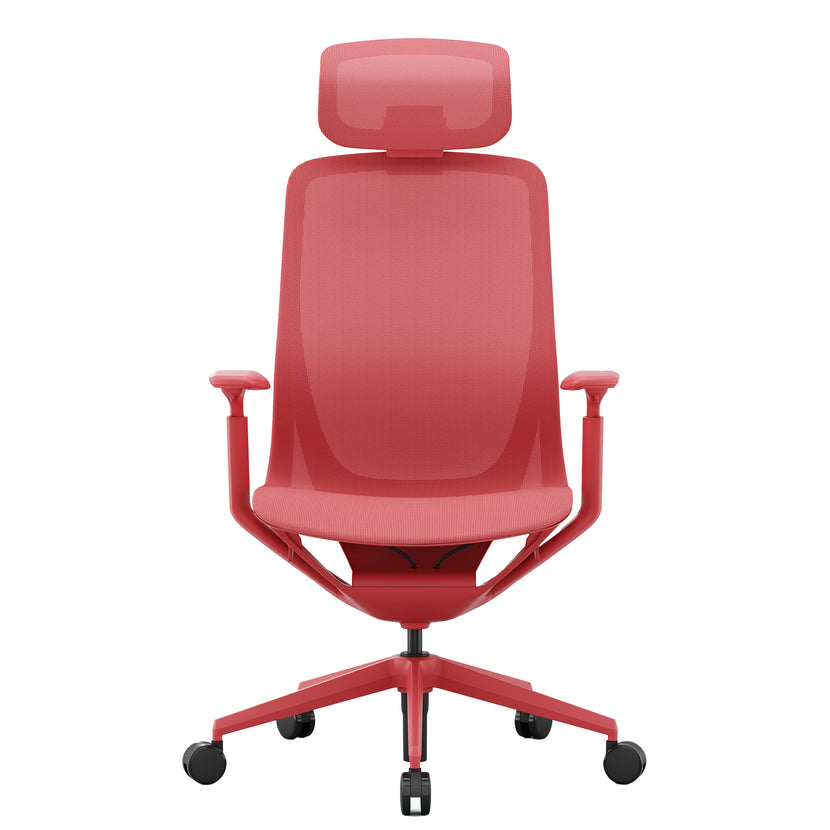 Bloom office swivel chair | 3D armrests, headrest, coral