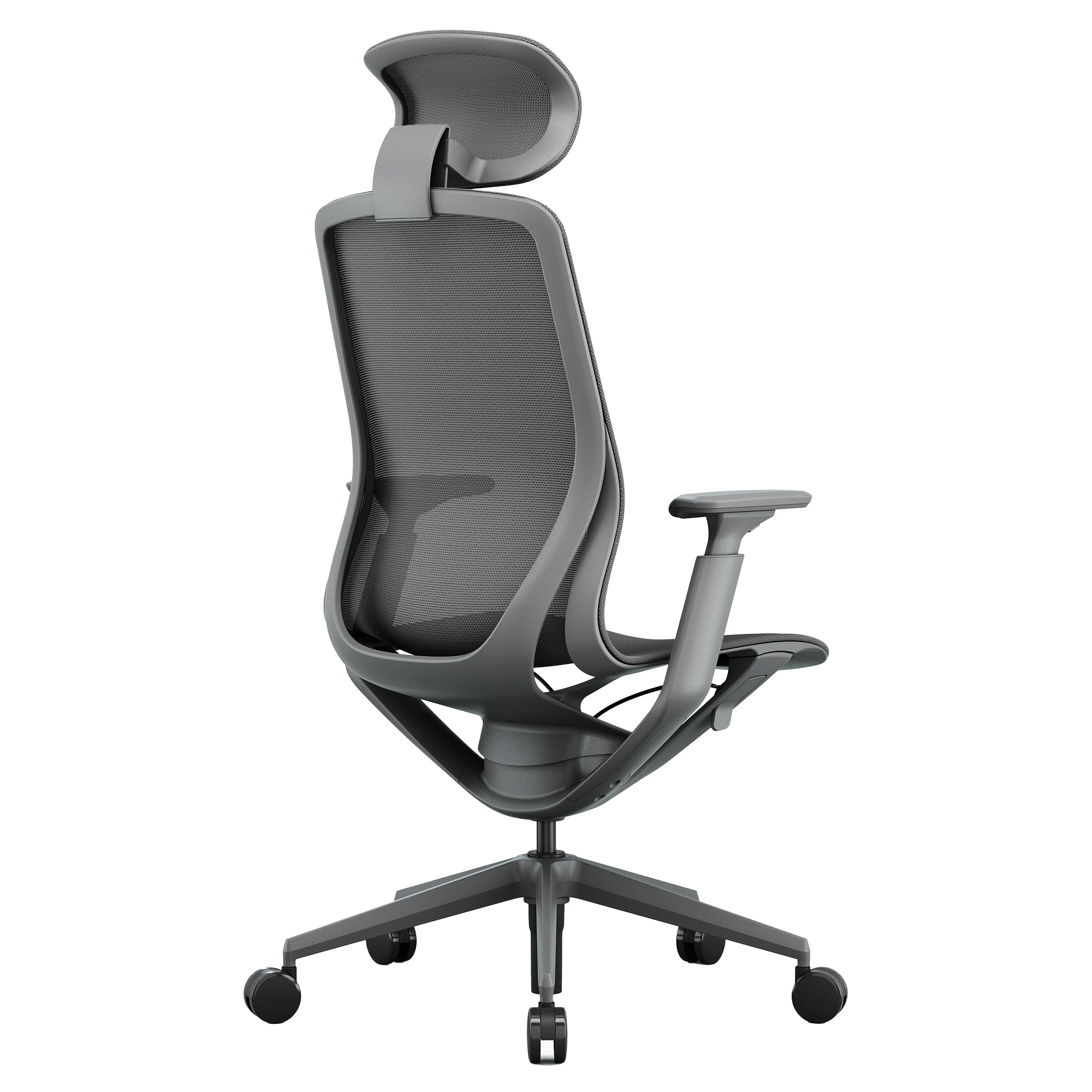 Bloom office swivel chair | 3D armrests, headrest, gray