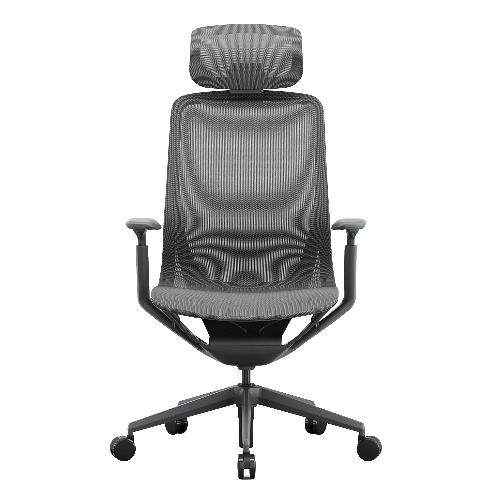 Bloom office swivel chair | 3D armrests, headrest, gray