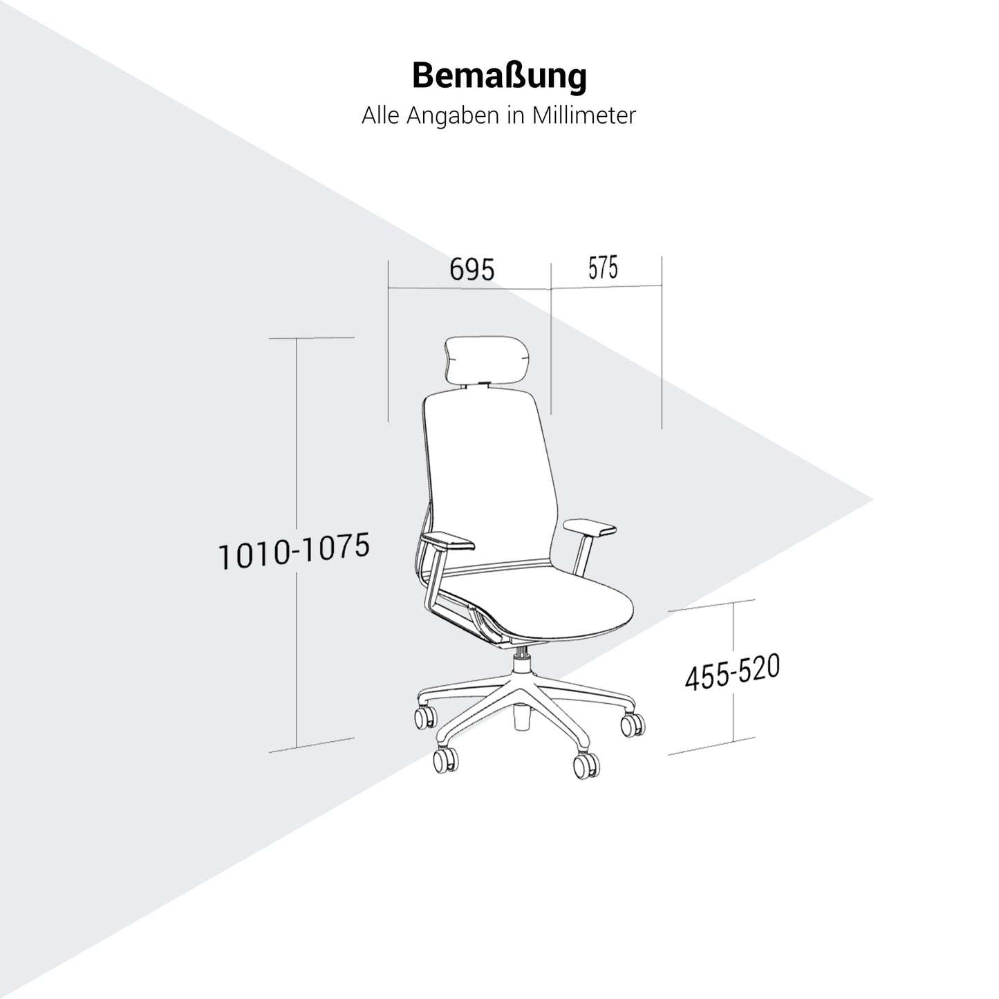 Bloom office swivel chair | 3D armrests, headrest, gray