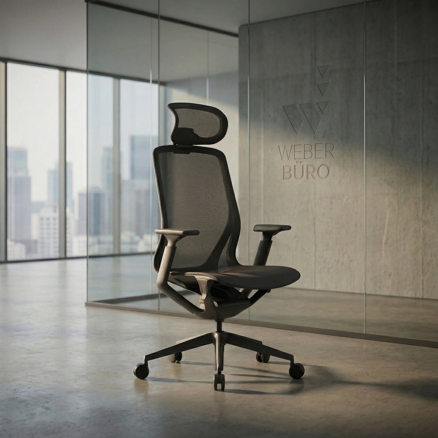 Bloom Office Swivel Chair | Braccioli 3d, poggiatesta, grigio