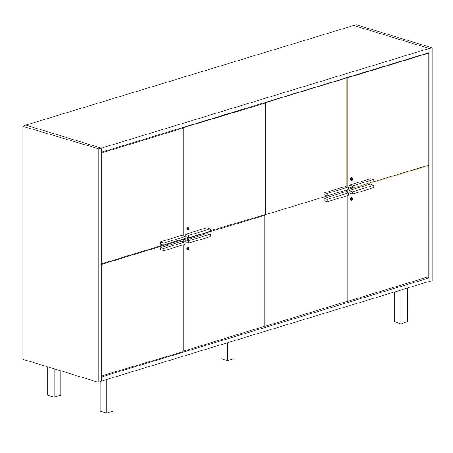 Bralco JET EVO Highboard | 2 oh, 2036 x 460 mm, bianco