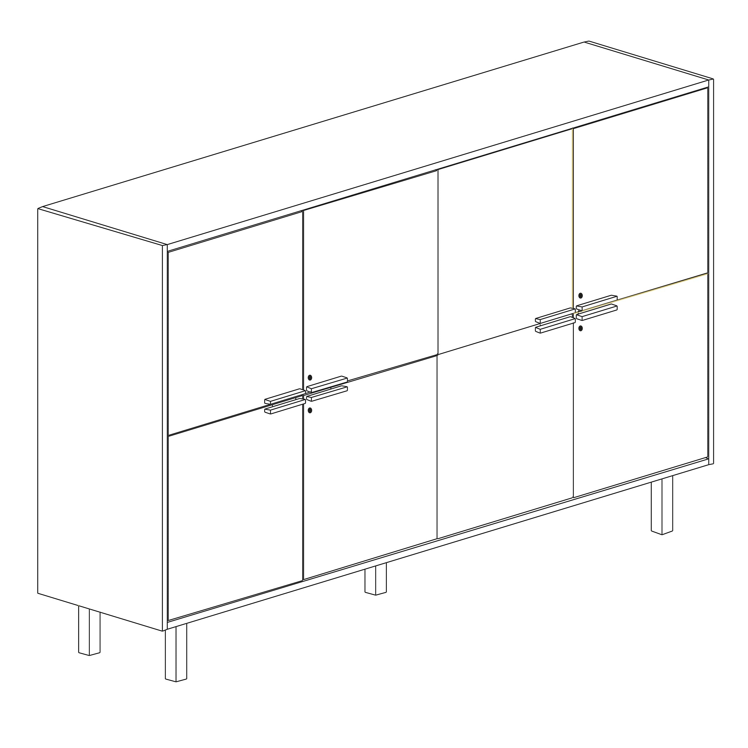 Bralco JET EVO Highboard | 2 oh, 2036 x 460 mm, noir