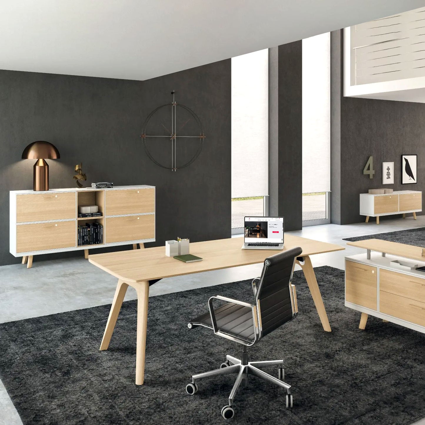 Bralco Rail Conference Table | 1800 - 2400 mm (6-8 persone) | Vero legno, grigio scuro in quercia