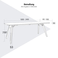 Bralco Rail Conference Table | 1800 - 2400 mm (6-8 persone) | Vero legno, grigio scuro in quercia