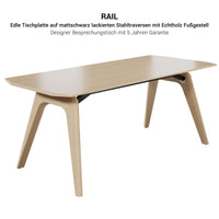 Bralco RAIL Tableau de réunion | 1800 - 2400 mm (6 - 8 personnes) | Vrai bois, chêne blanc