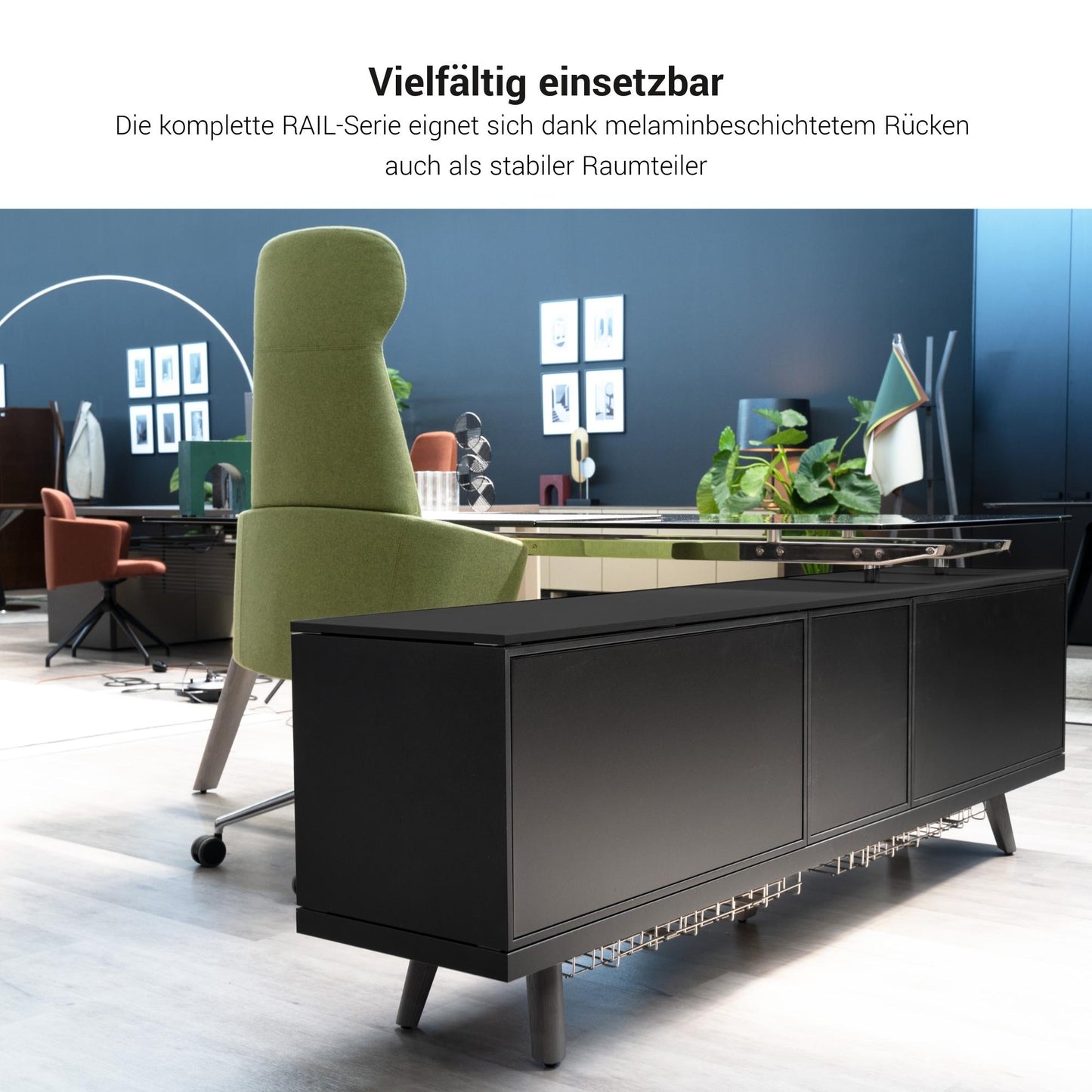 BRALCO RAIL Highboard | 2 OH, 1600 x 400 mm, Eiche Dunkelgrau