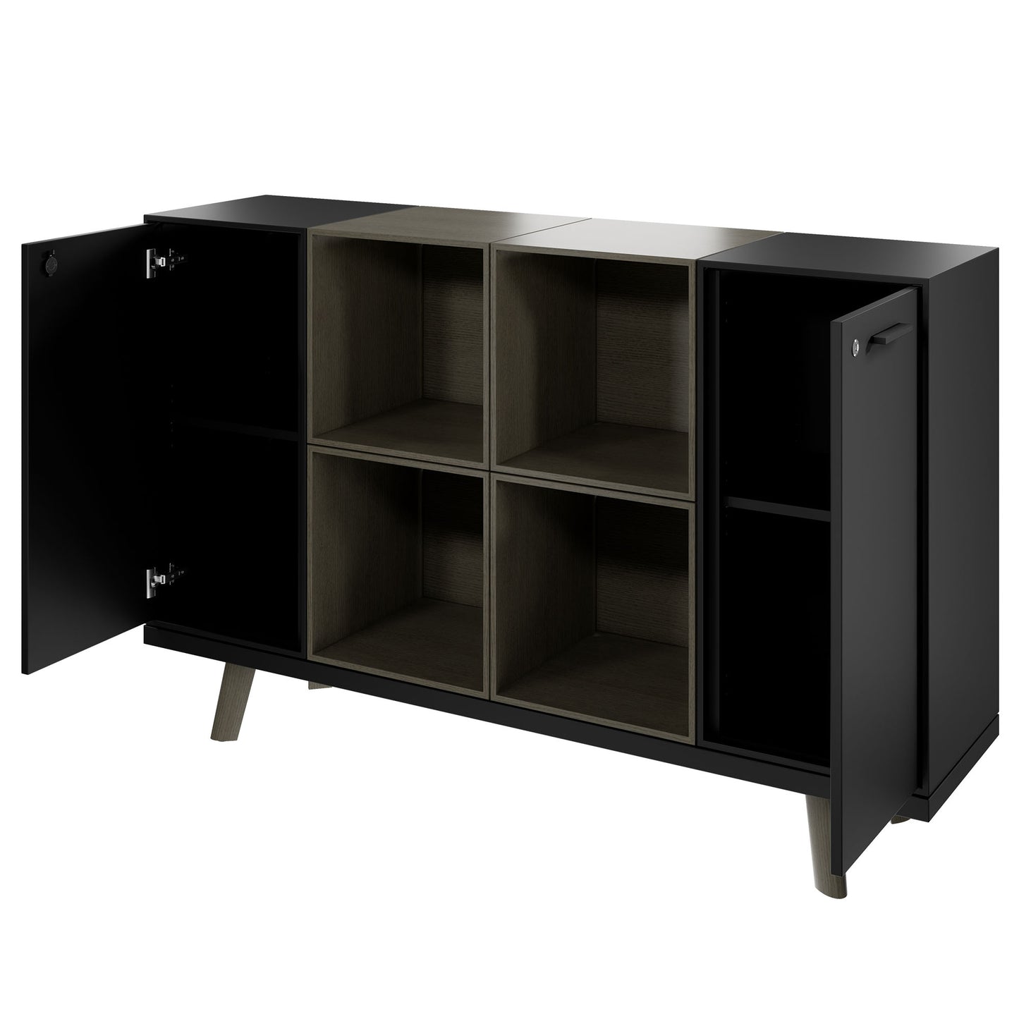 Bralco RAIL Highboard | 2 oh, 1600 x 400 mm, grigio scuro in quercia