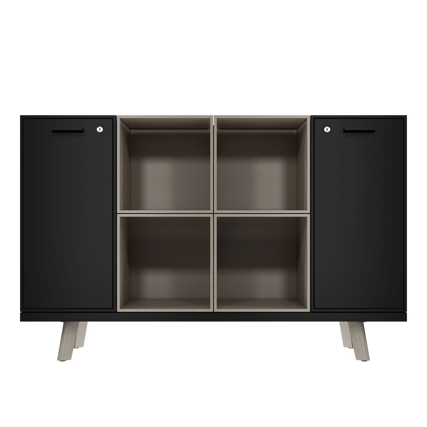 BRALCO RAIL Highboard | 2 OH, 1600 x 400 mm, Eiche Hellgrau