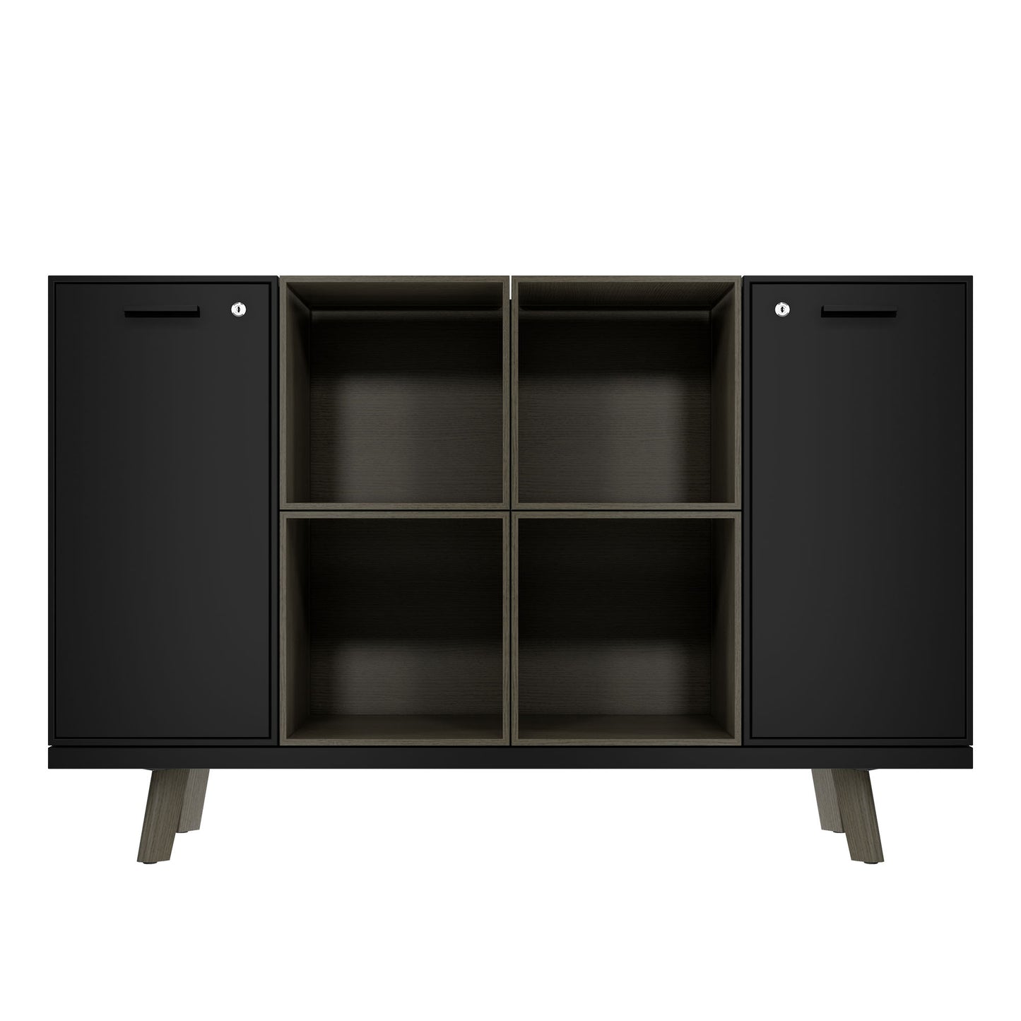 Bralco RAIL Highboard | 2 oh, 1600 x 400 mm, grigio scuro in quercia