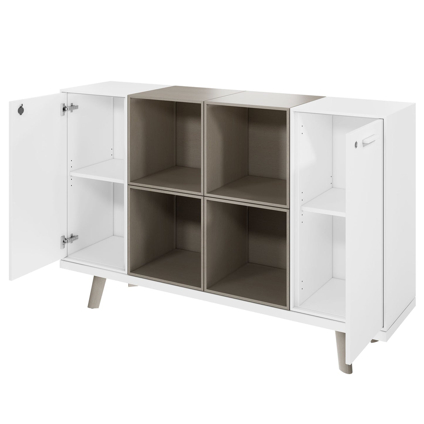 BRALCO RAIL Highboard | 2 OH, 1600 x 400 mm, Eiche Hellgrau