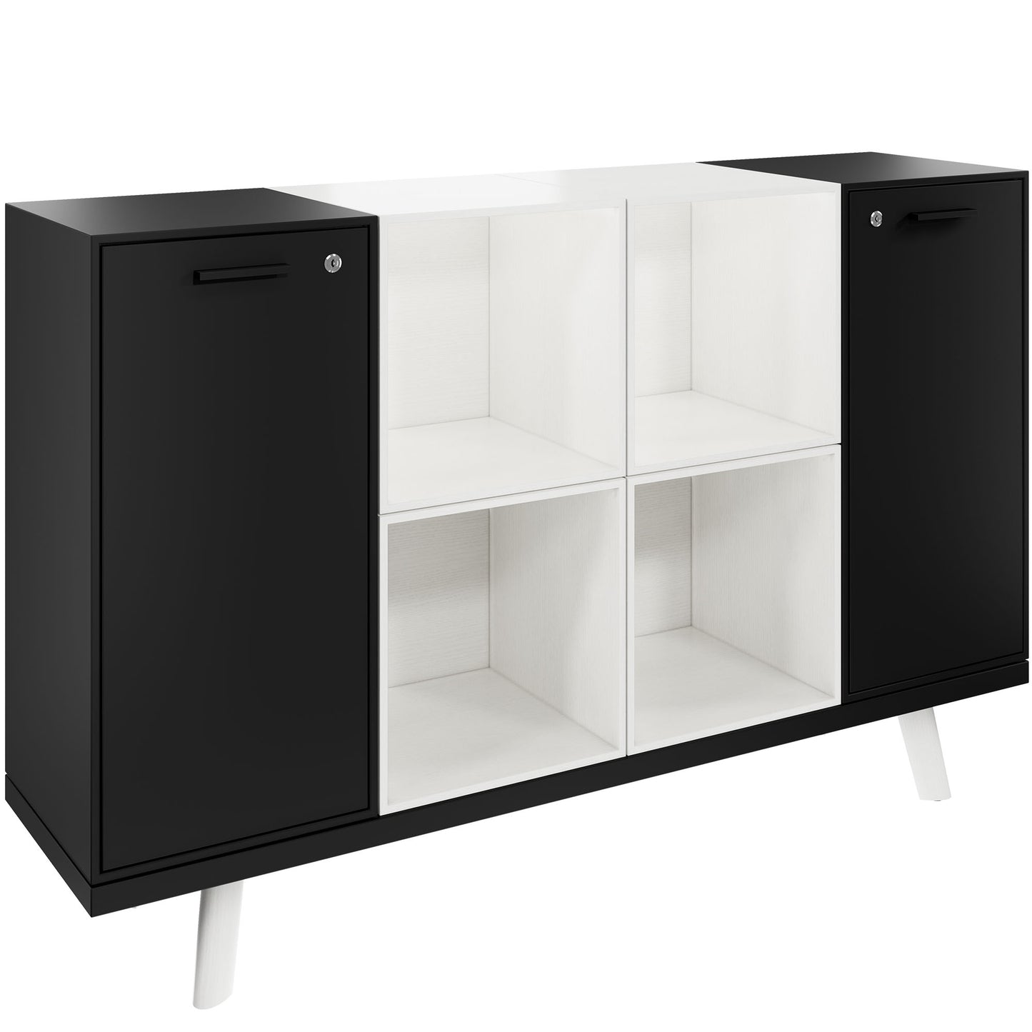 BRALCO RAIL Highboard | 2 OH, 1600 x 400 mm, Eiche Schwarz