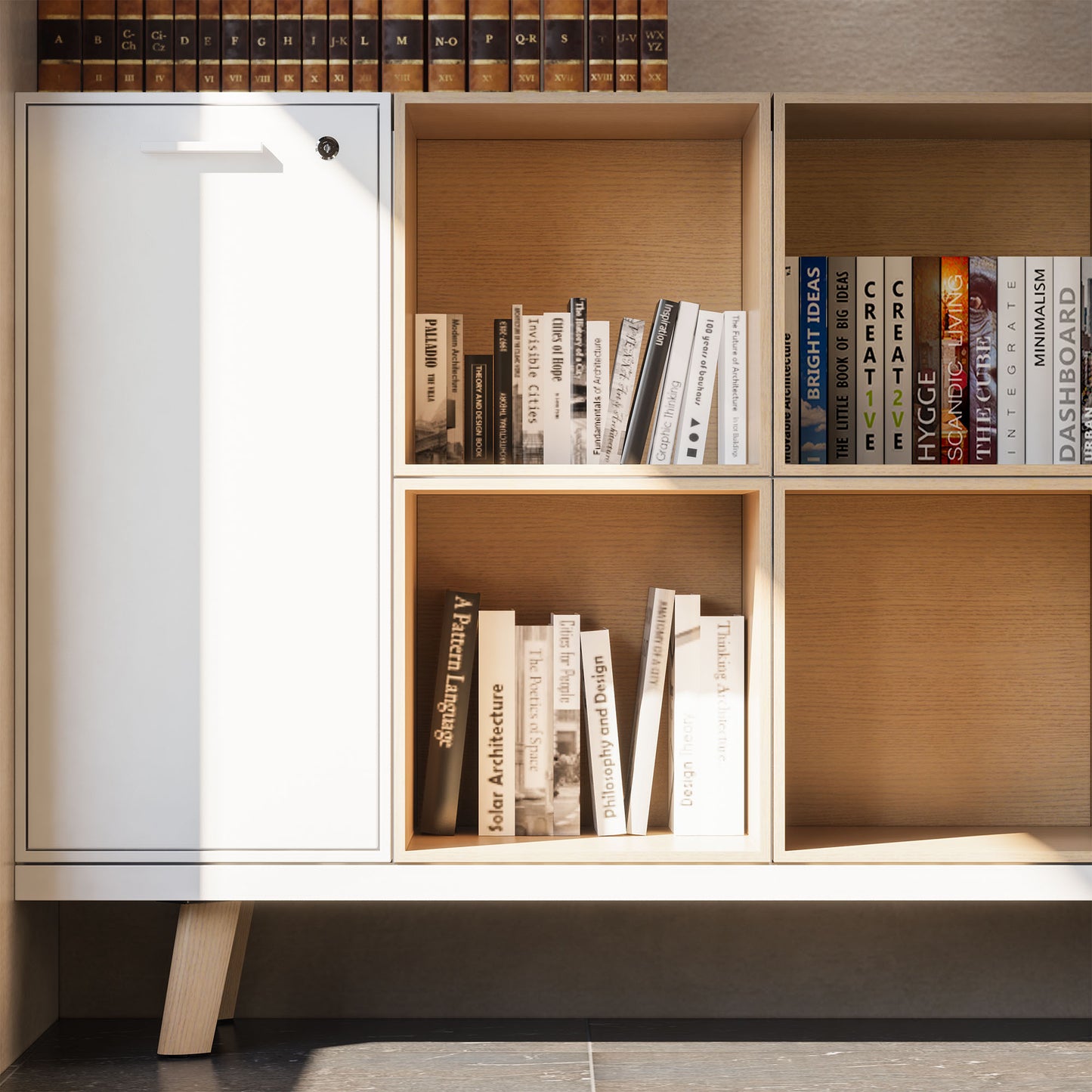 Bralco RAIL Highboard | 2 oh, 1600 x 400 mm, grigio scuro in quercia