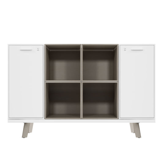 BRALCO RAIL highboard | 2 OH, 1600 x 400 mm, light gray oak