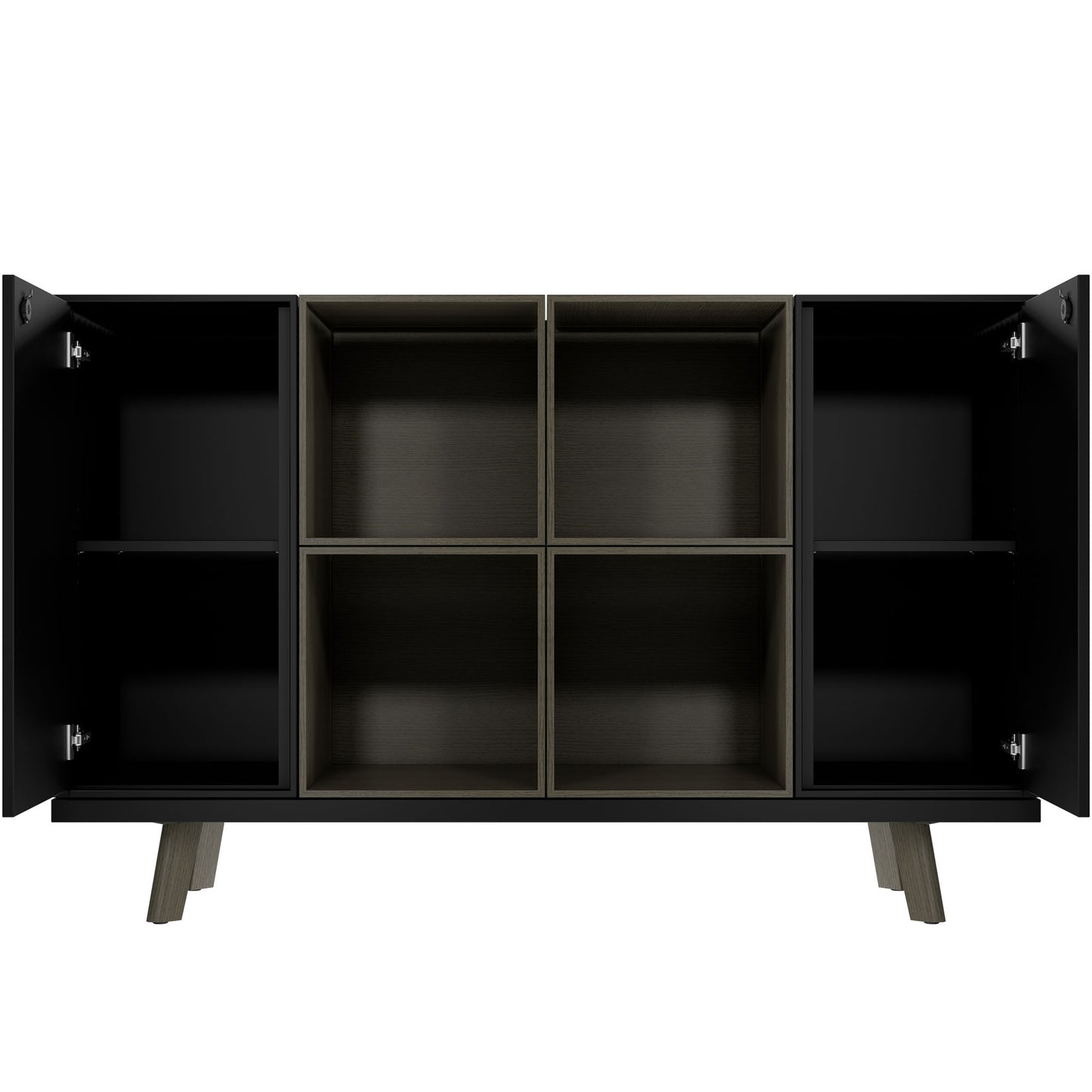 Bralco RAIL Highboard | 2 oh, 1600 x 400 mm, grigio scuro in quercia