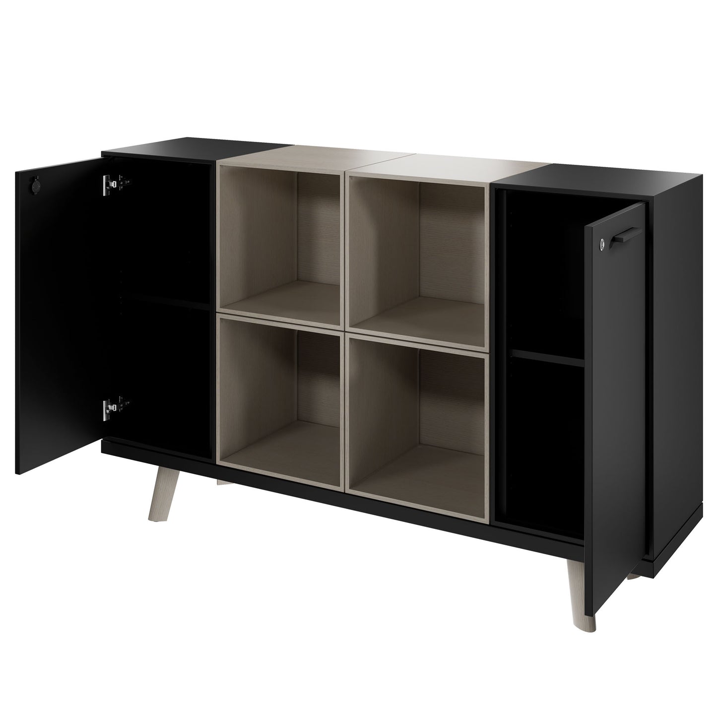 BRALCO RAIL Highboard | 2 OH, 1600 x 400 mm, Eiche Hellgrau