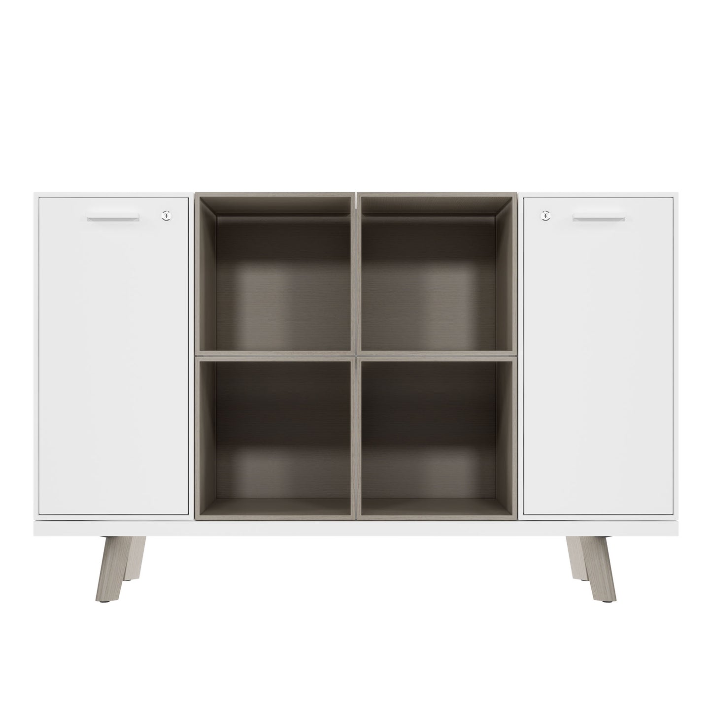 BRALCO RAIL Highboard | 2 OH, 1600 x 400 mm, Eiche Hellgrau
